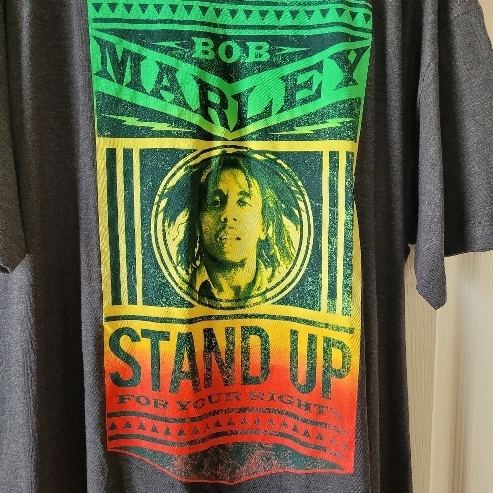 Bob Marley Gray Stand Up Tee Shirt Men's Sz XL - Picture 3 of 5